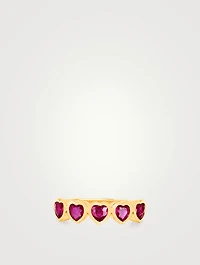 14K Gold Multi Heart Ring With Ruby