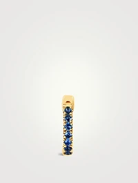 Mini 14K Gold Huggie Hoop Earring With Blue Sapphire