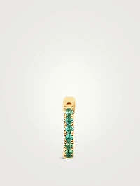Mini 14K Gold Huggie Hoop Earring With Emerald