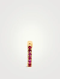 Mini 14K Gold Huggie Hoop Earring With Ruby