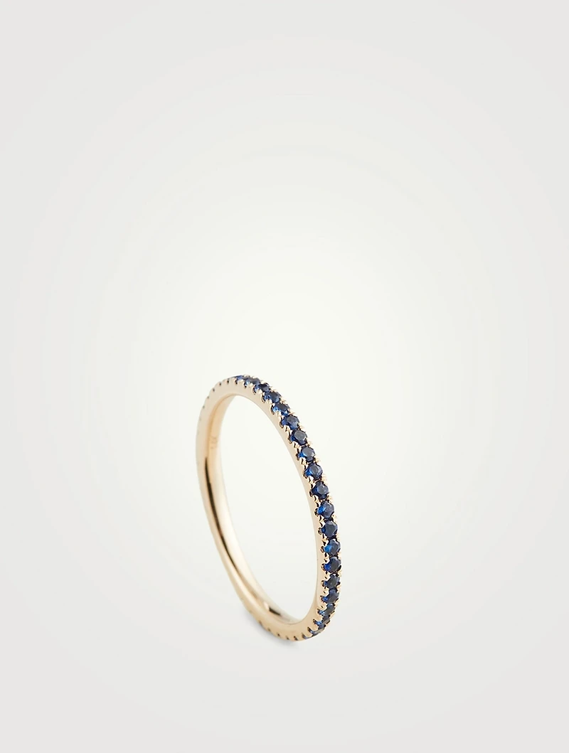 14K Gold Eternity Stack Ring With Sapphire