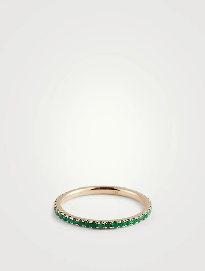 14K Gold Eternity Stack Ring With Emeralds