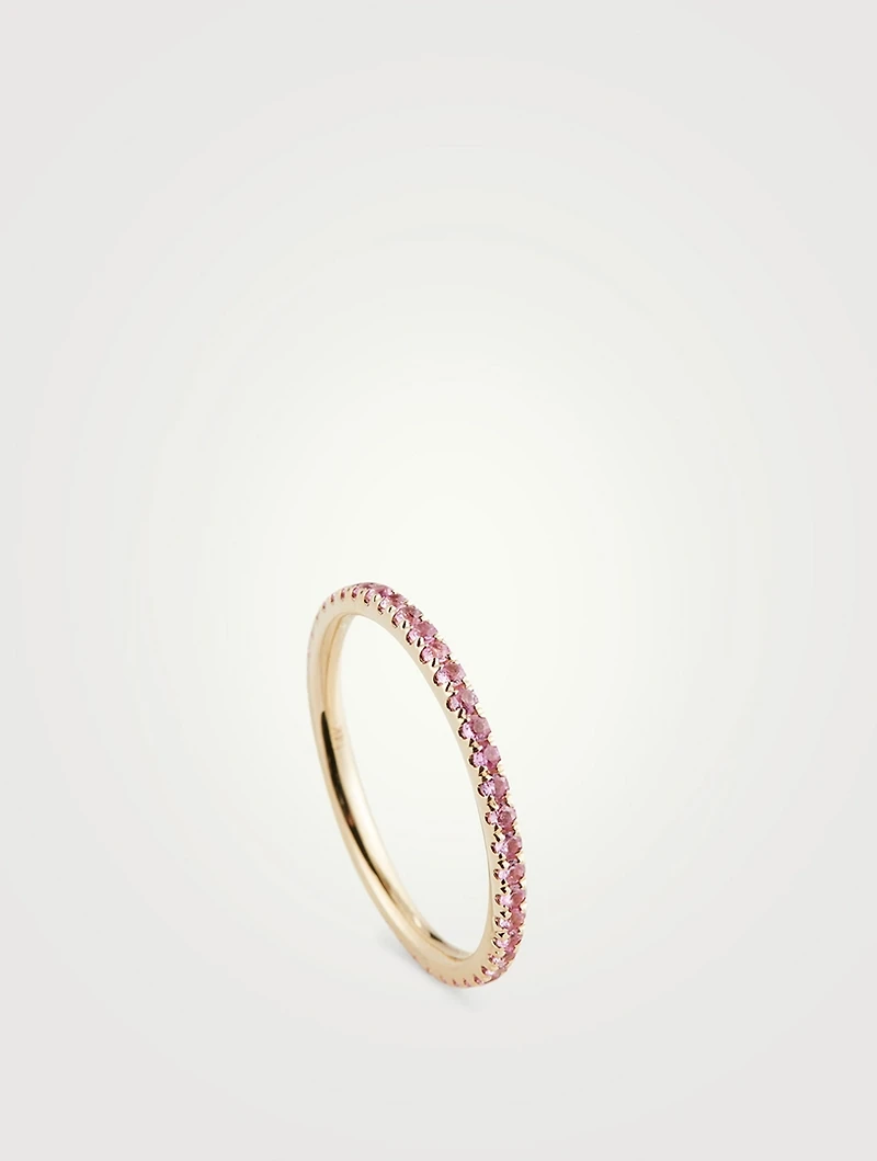 14K Gold Eternity Stack Ring With Pink Sapphire
