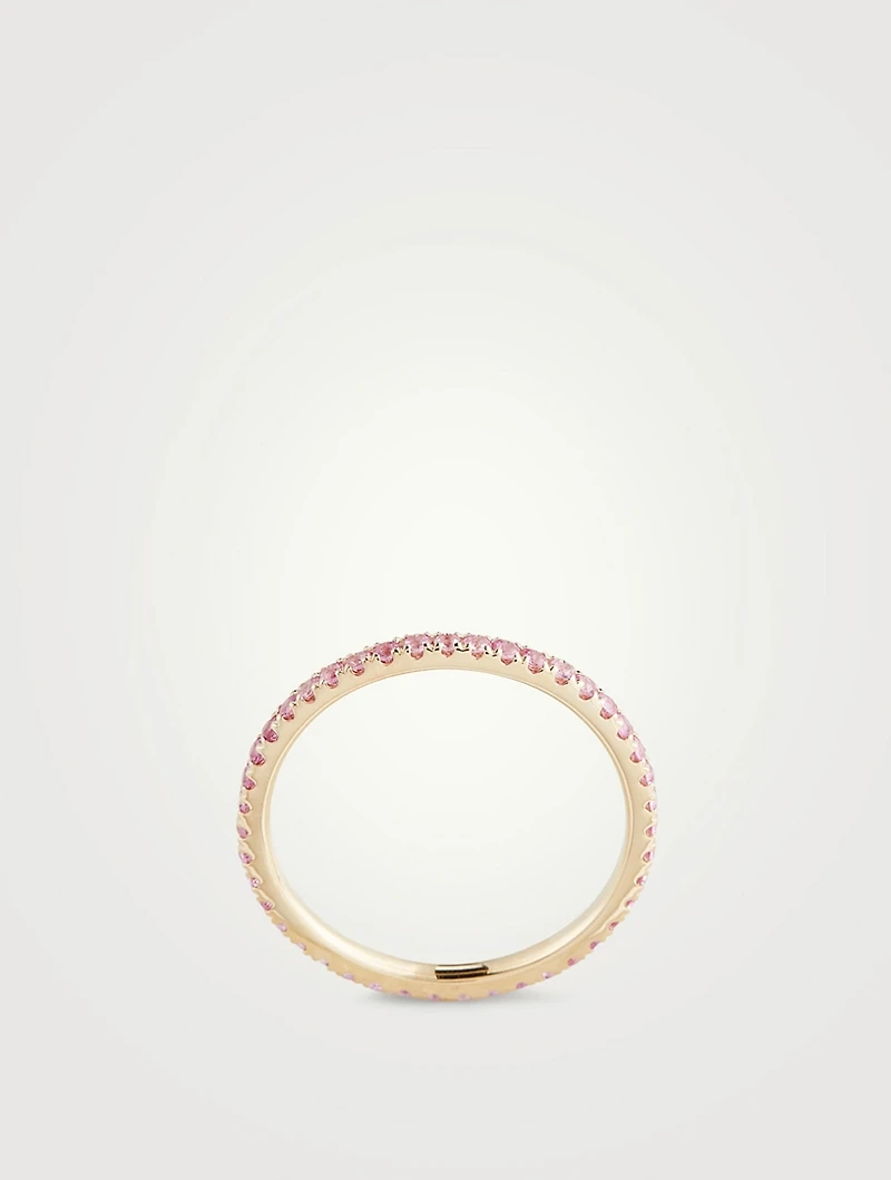 14K Gold Eternity Stack Ring With Pink Sapphire