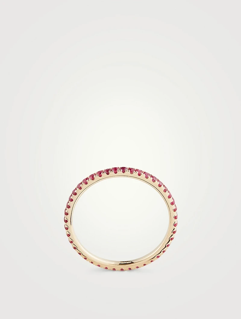 14K Gold Eternity Stack Ring With Ruby
