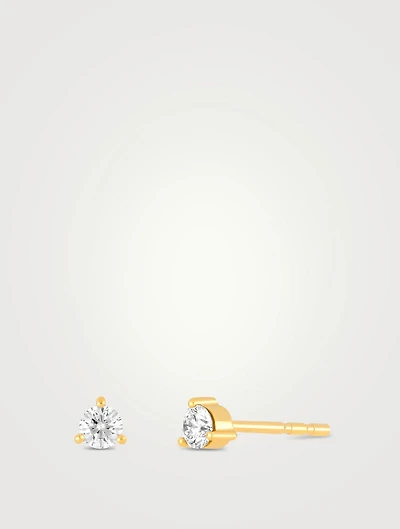 14K Gold Single Solitaire Diamond Stud Earring
