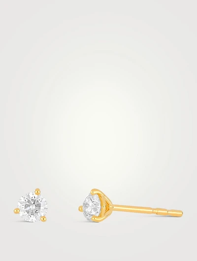 Jumbo 14K Gold Solitaire Diamond Stud Earrings