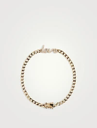 14K Gold Love Curb Chain Bracelet With Diamonds