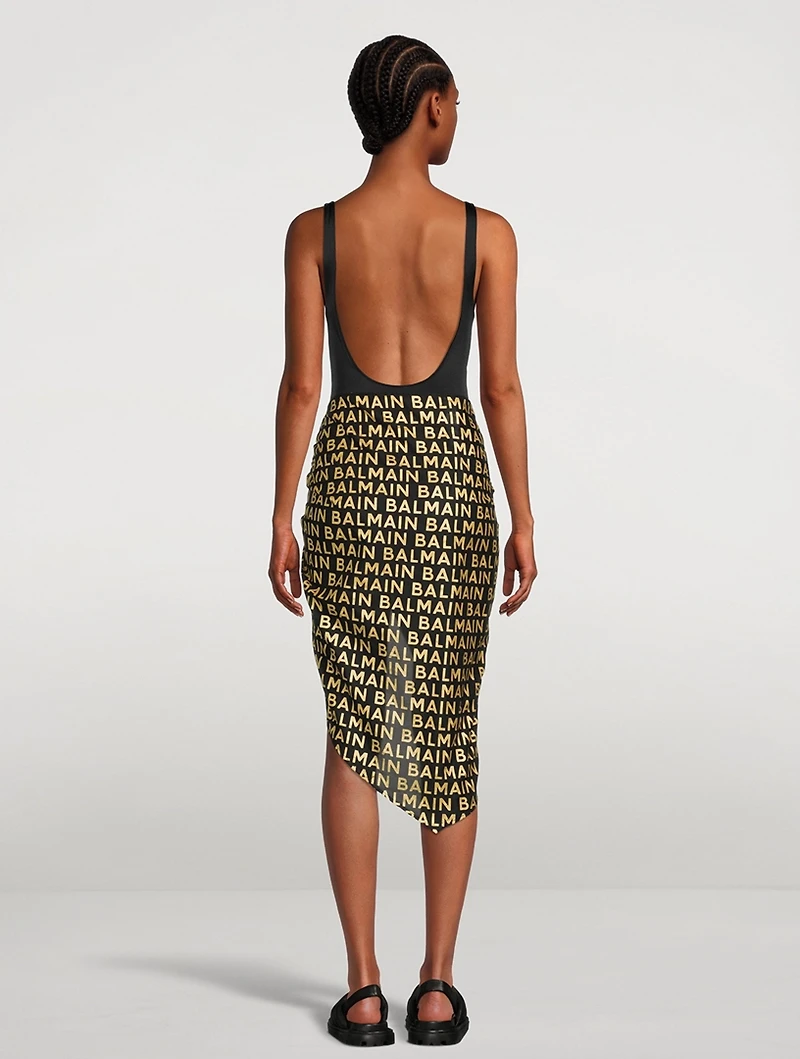 Cotton Sarong In Logo Print