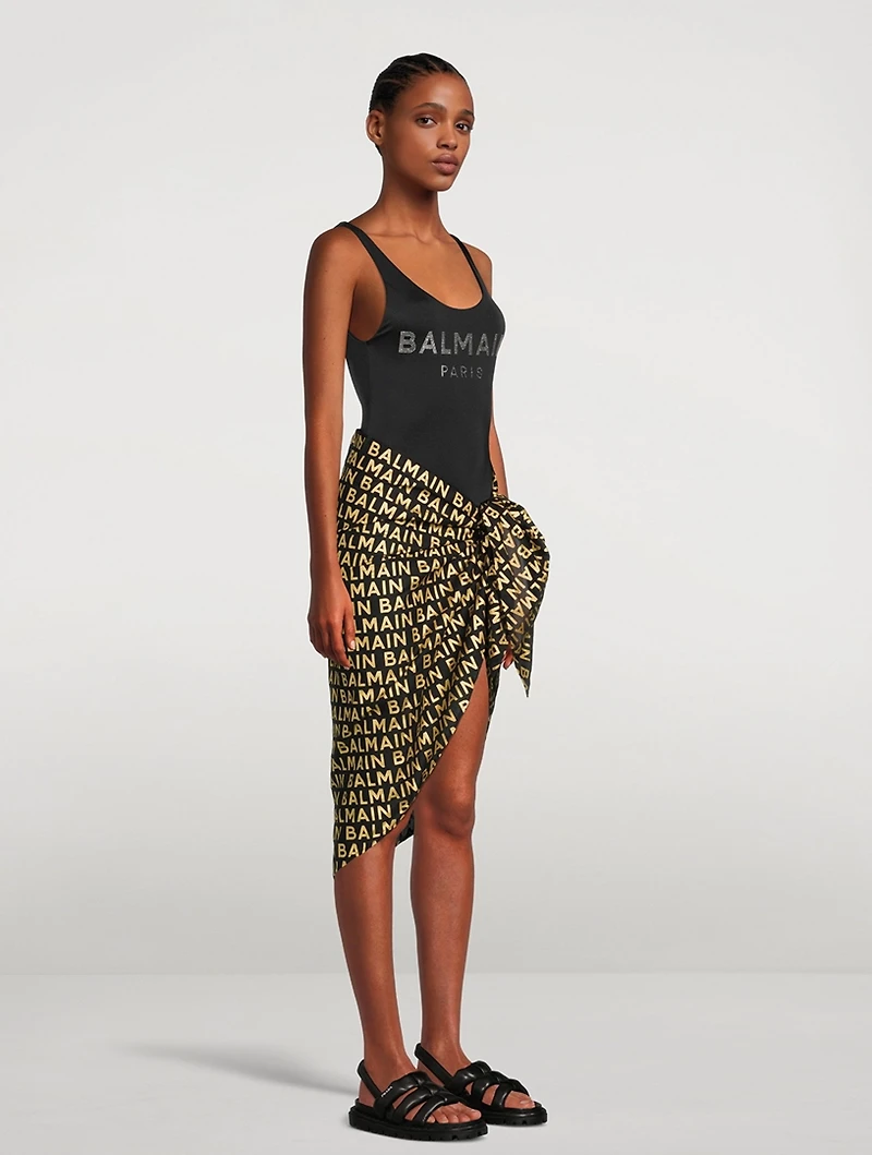 Cotton Sarong In Logo Print