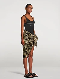 Cotton Sarong In Logo Print