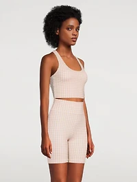 Margot Crop Top Houndstooth Print