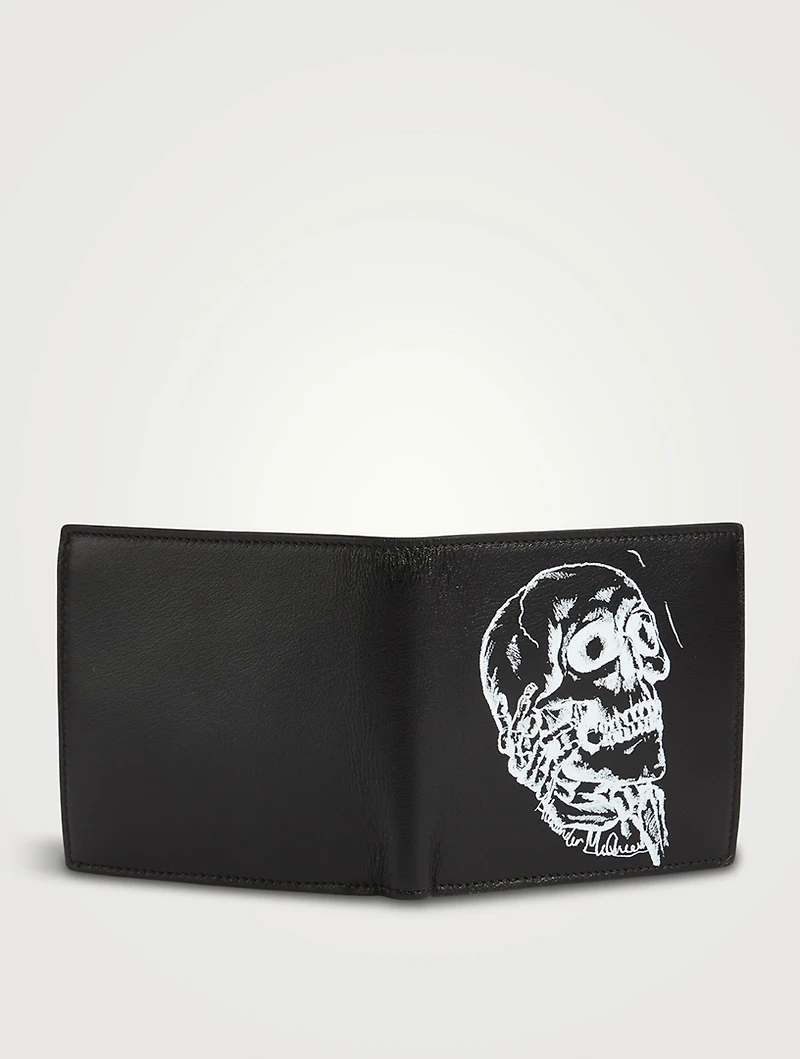 Leather Skull In Hand Billfold Wallet