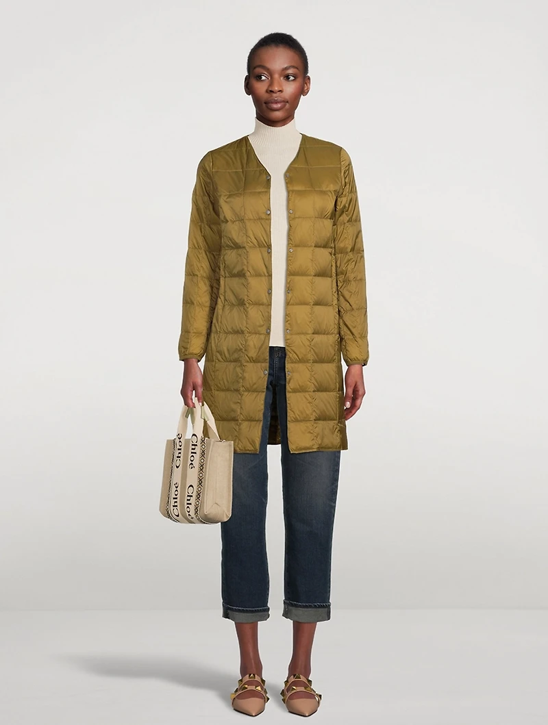 V-Neck Long Down Jacket