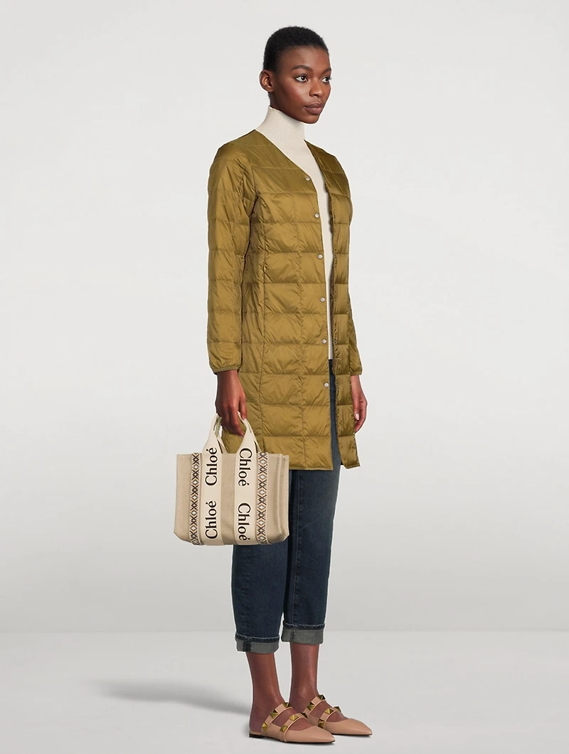 V-Neck Long Down Jacket