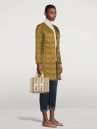V-Neck Long Down Jacket