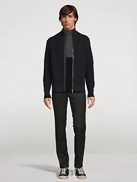 Cotton And Cashmere Waffle-Knit Zip Sweater