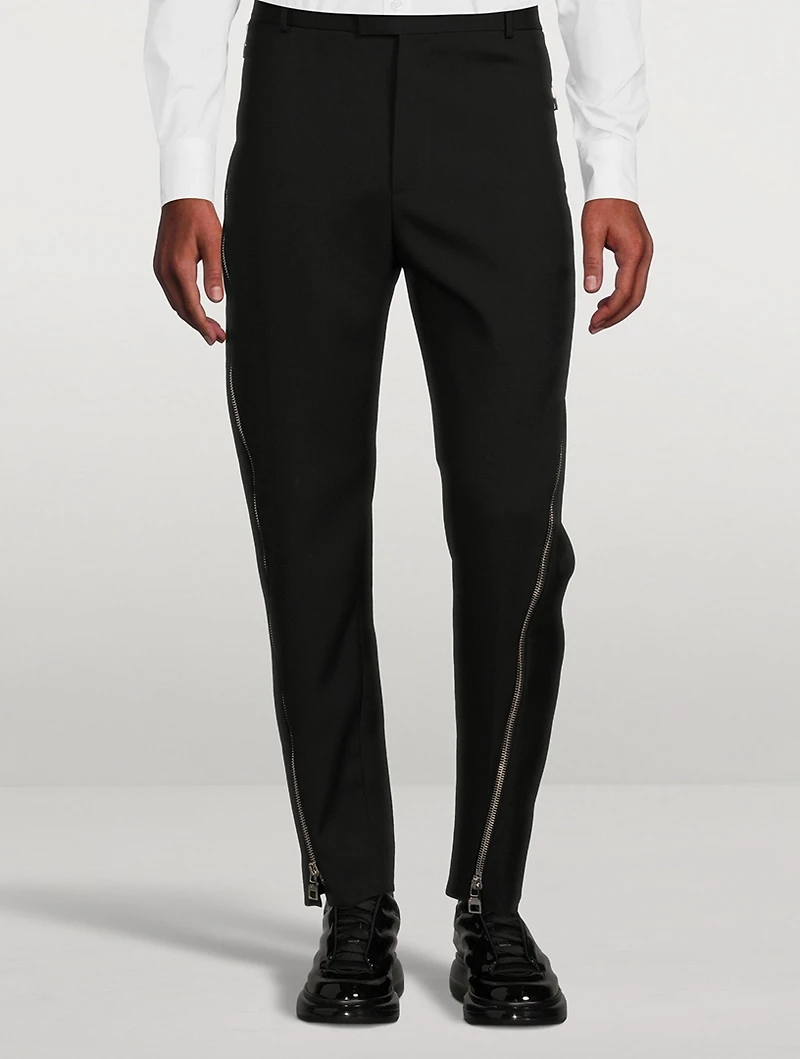 Wool Pants With Zip Detail