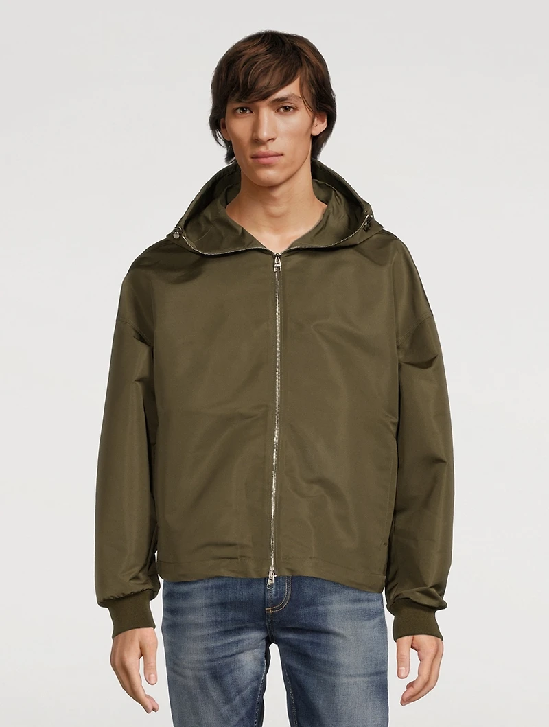 Zip Windbreaker Jacket With Hood
