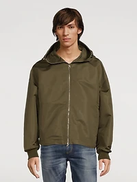 Zip Windbreaker Jacket With Hood