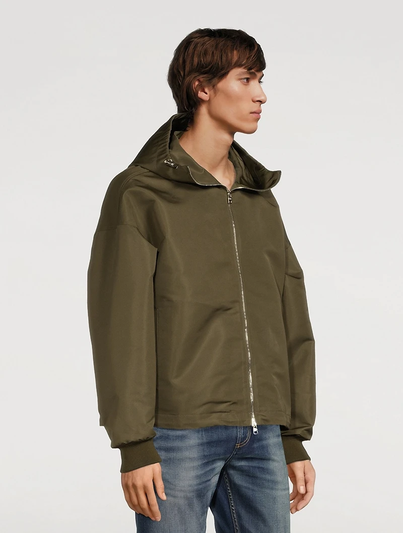 Zip Windbreaker Jacket With Hood