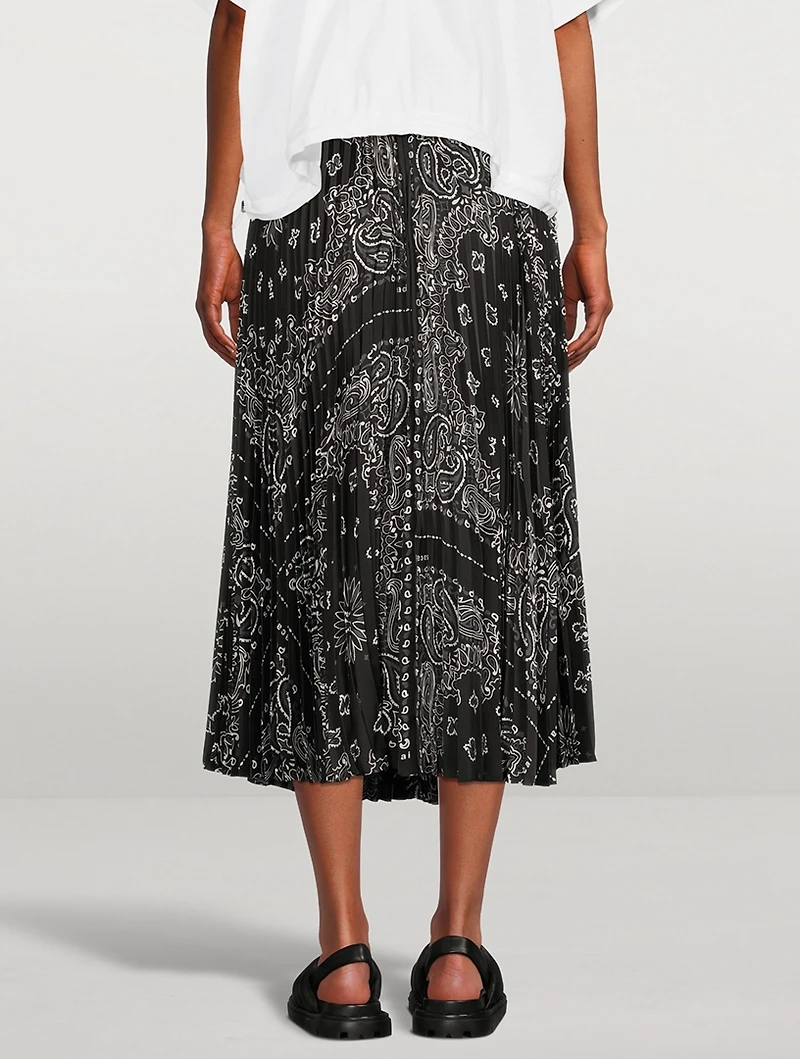 Pleated Midi Skirt Bandana Print