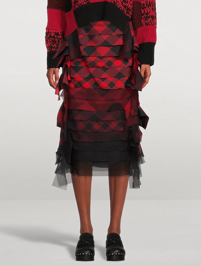 Buffalo Check Ombré Midi Skirt