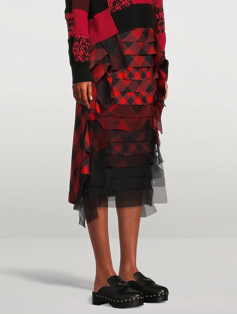 Buffalo Check Ombré Midi Skirt