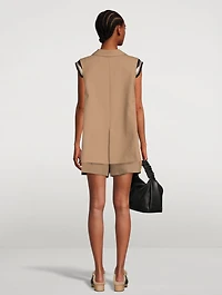 Nylon Twill Mix Double-Breasted Vest
