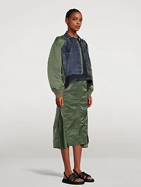 Denim x Nylon Twill Mix Blouson Bomber Jacket
