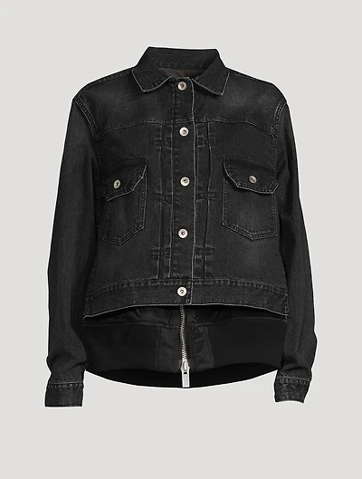 Denim x Nylon Twill Mix Blouson Trucker Jacket