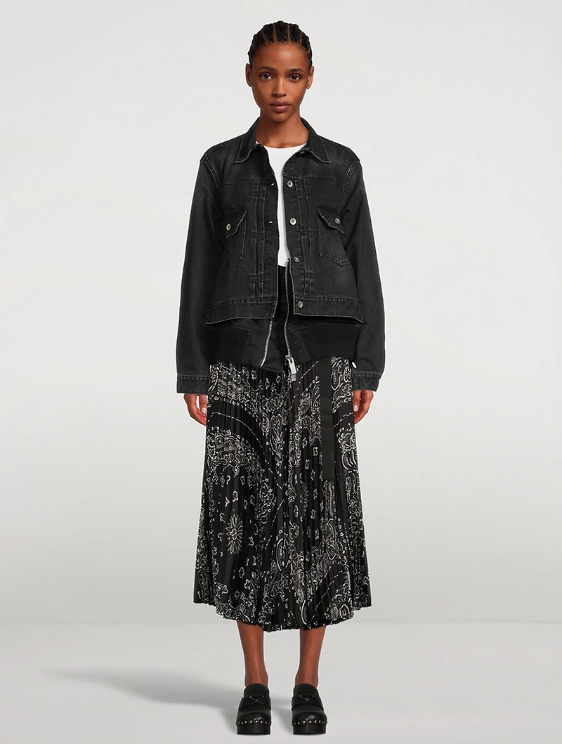 Denim x Nylon Twill Mix Blouson Trucker Jacket