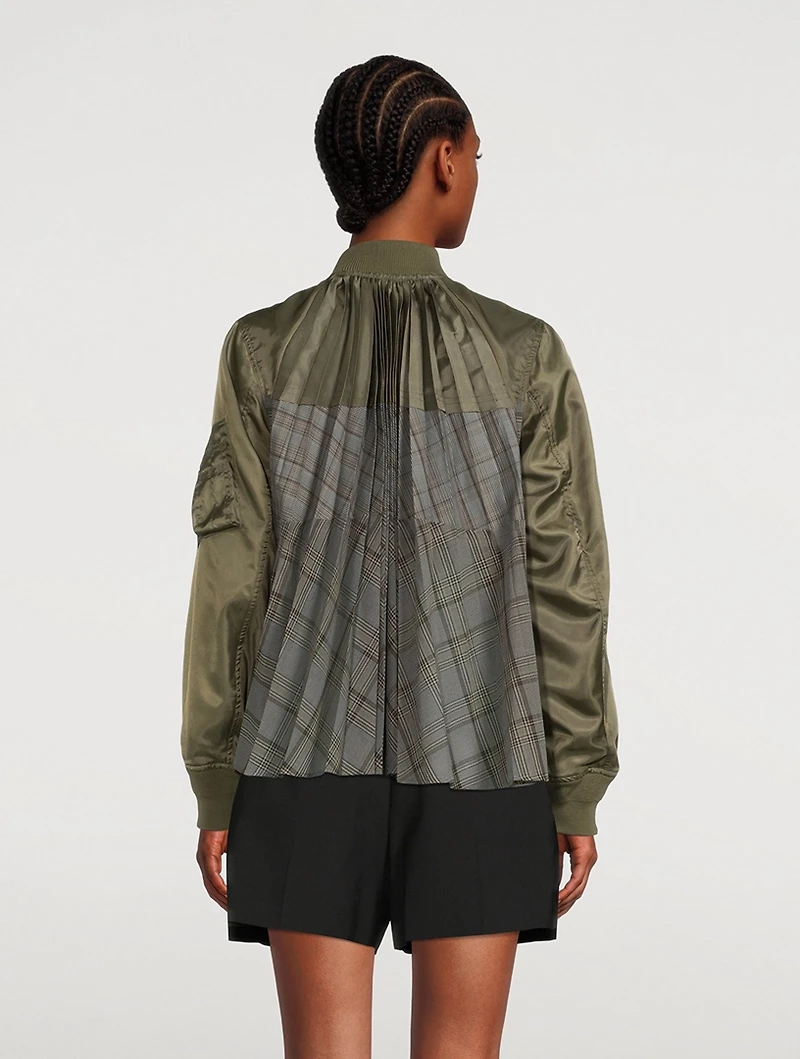 Glen Check Mix Blouson Bomber Jacket