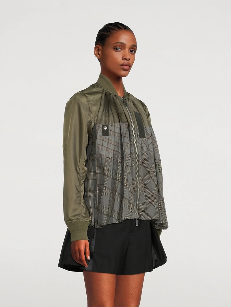 Glen Check Mix Blouson Bomber Jacket