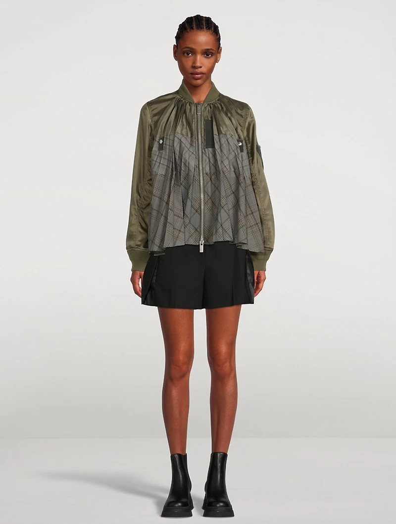 Glen Check Mix Blouson Bomber Jacket