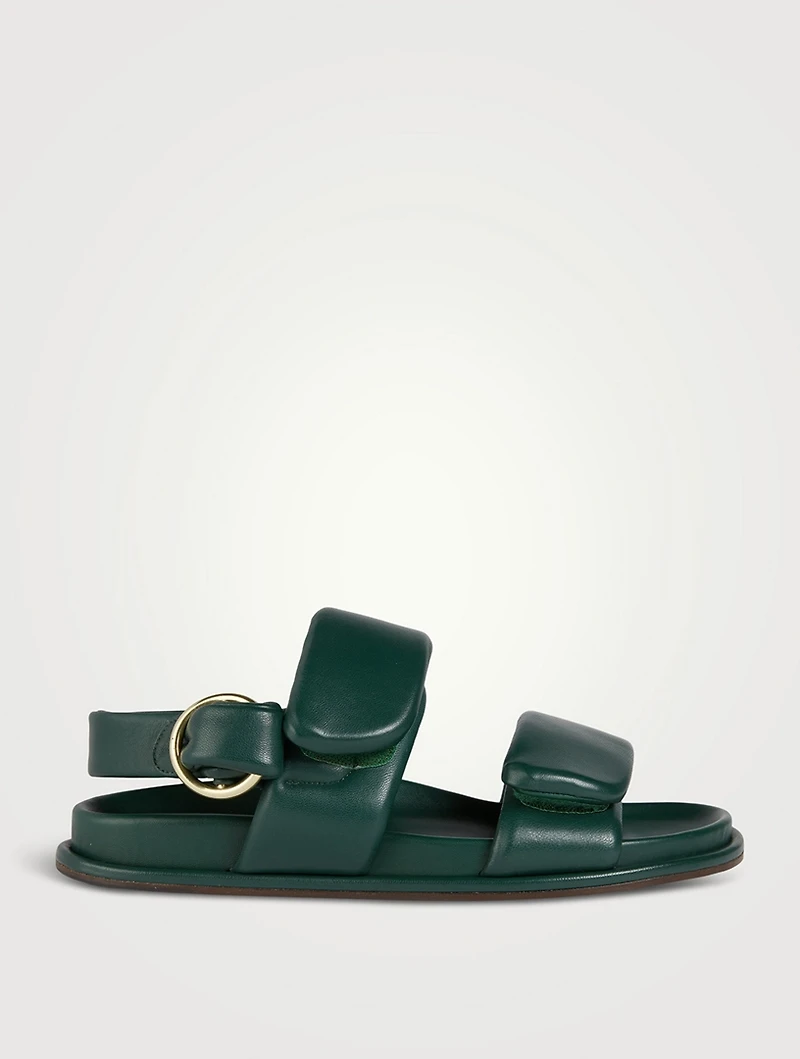 Puffy Leather Slingback Sandals