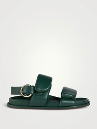 Puffy Leather Slingback Sandals
