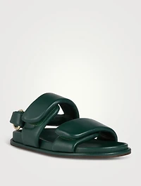 Puffy Leather Slingback Sandals