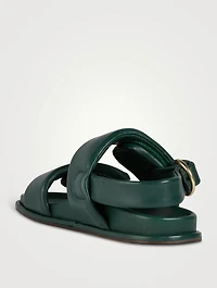 Puffy Leather Slingback Sandals
