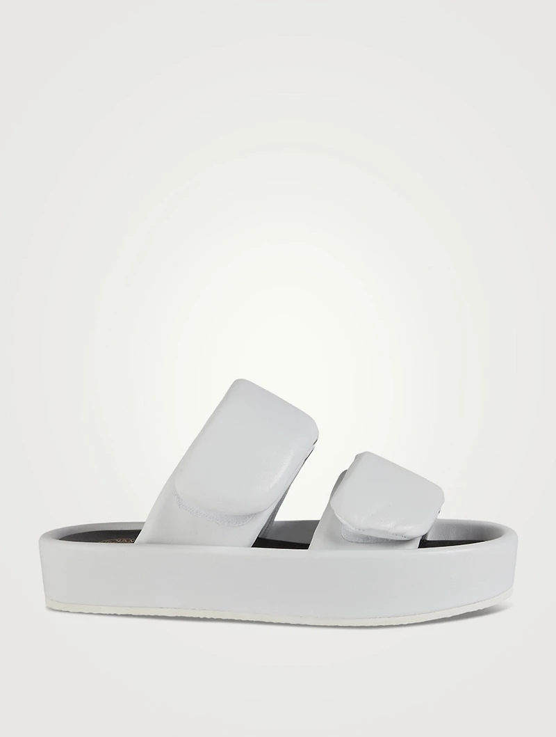 Puffy Leather Slide Sandals