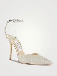 Saeda Glitter Pumps With Crystal Ankle Strap