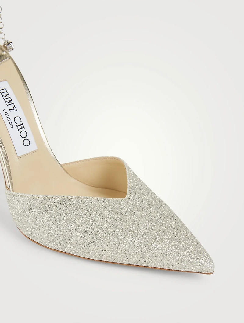 Saeda Glitter Pumps With Crystal Ankle Strap