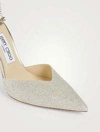 Saeda Glitter Pumps With Crystal Ankle Strap