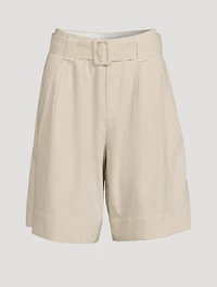 Belted Melange Suiting Shorts