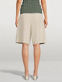 Belted Melange Suiting Shorts