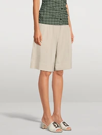 Belted Melange Suiting Shorts