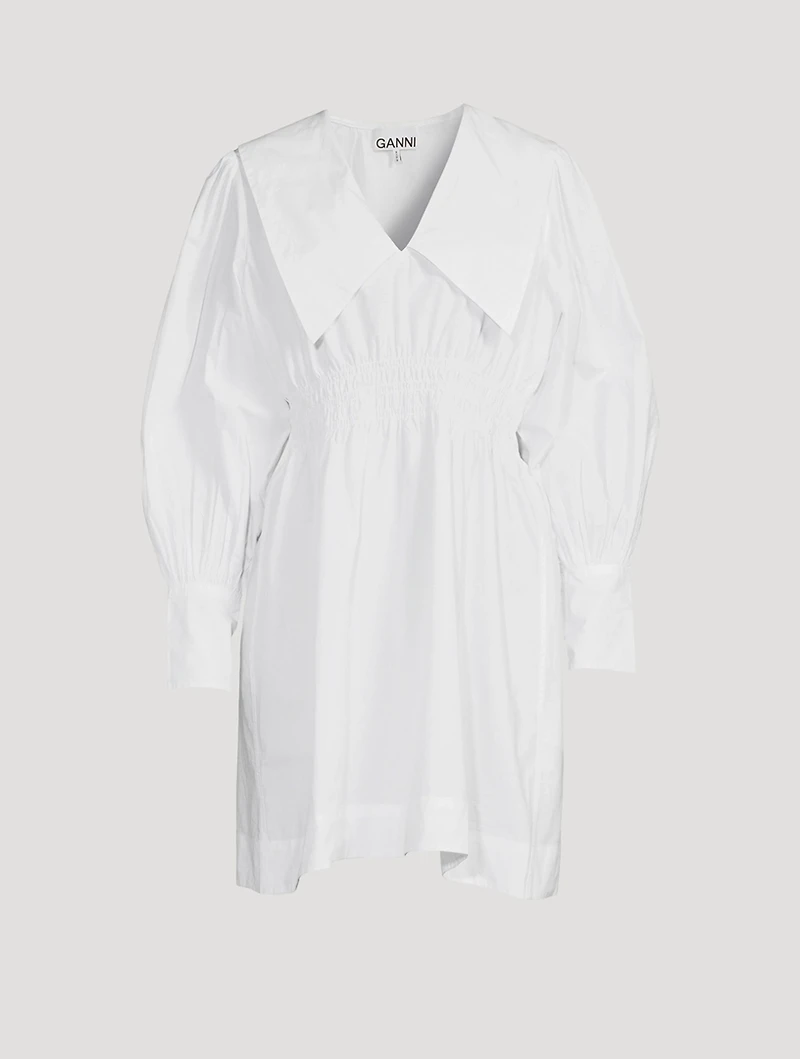 Cotton Poplin Smocked Mini Dress