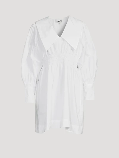Cotton Poplin Smocked Mini Dress