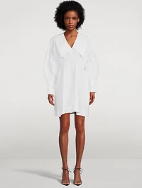 Cotton Poplin Smocked Mini Dress
