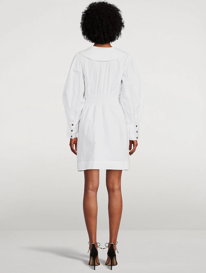 Cotton Poplin Smocked Mini Dress